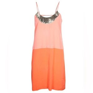 Diane Von Furstenberg Peach Dual-tone Dress with Gold collar - NWT - Size 2